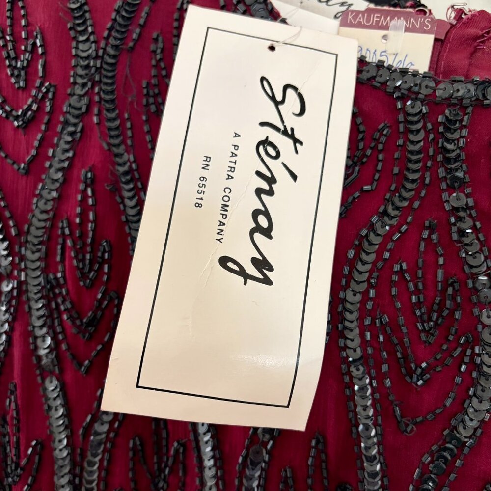 Vintage Stenay Silk Beaded Top Womens Small Sheer Sparkly Party Formal Blouse - Picture 3 of 4